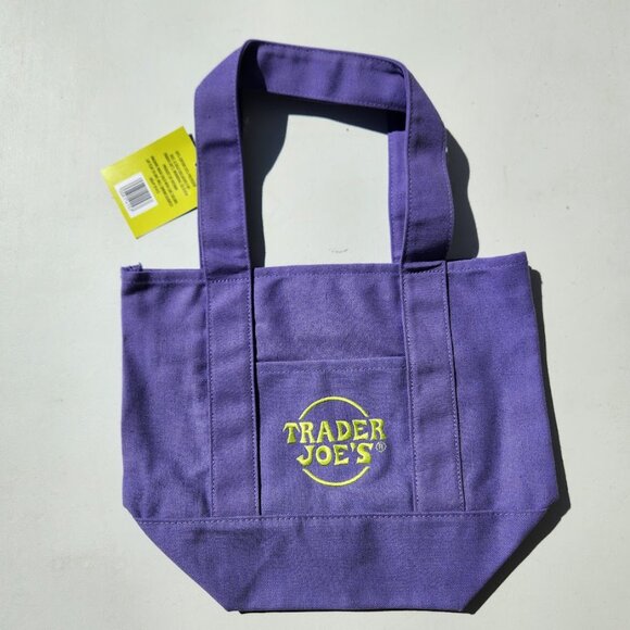 NEW Trader Joe's Purple Mini Tote Trick or Treat Canvas Bag Halloween Trader Joe - Picture 6 of 9